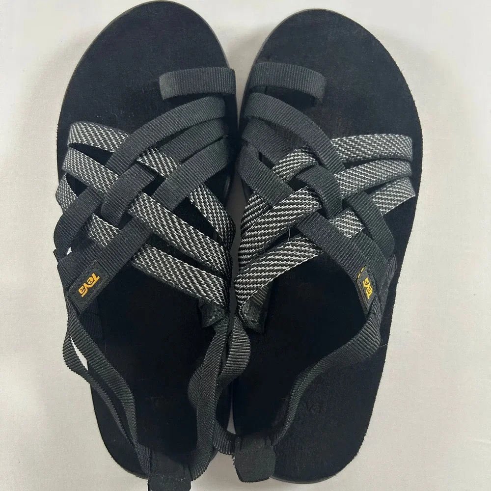 Teva Voya Infinity Space Dye Sandals Womens 8 Black Strappy Slingback Hiking